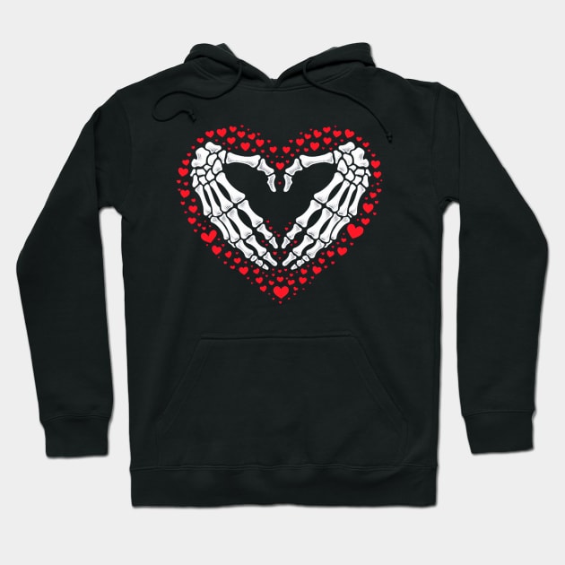 Skeleton Hand Heart Valentines Day Funny Bones Love Couple Hoodie by jadolomadolo